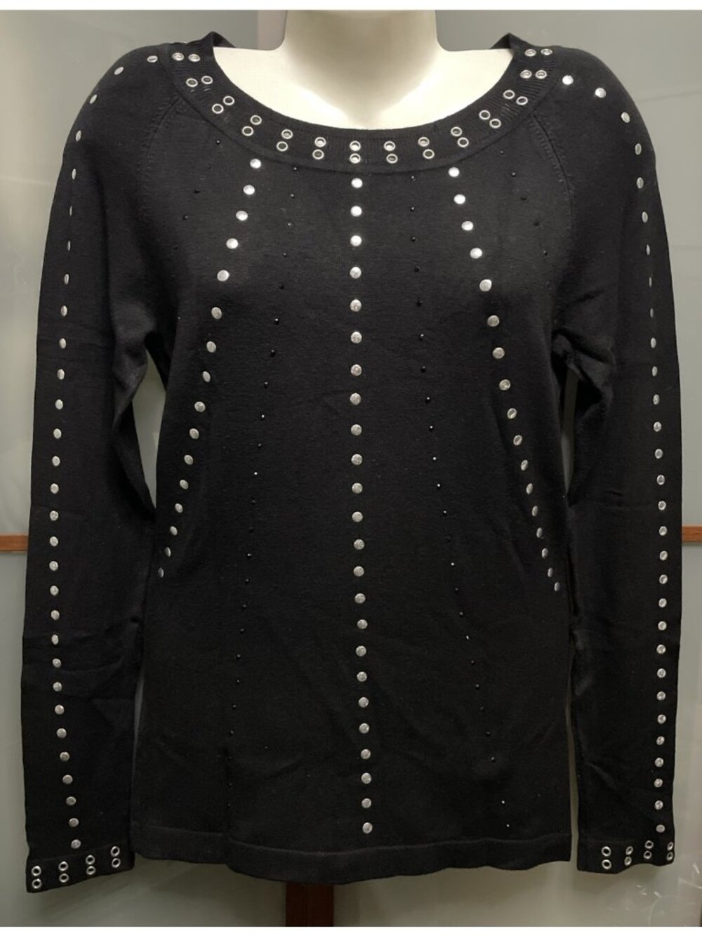 Cache Vintage 00s Small Black Sweater Top Embellished Y2K Grunge Indie Goth Emo